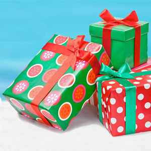 Christmas packages by the pool