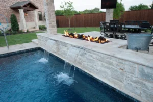 waterfall and flames