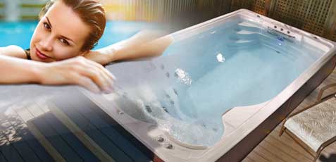 woman relaxing with swimspa