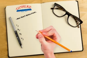 memo book with new year's list started