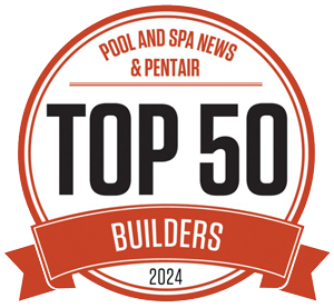 Pool and Spa News & Pentair Top 50 Pool Builders 2024 Award Logo.