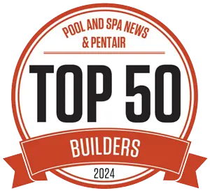 Pool and Spa News & Pentair Top 50 Pool Builders 2024 Award Logo.