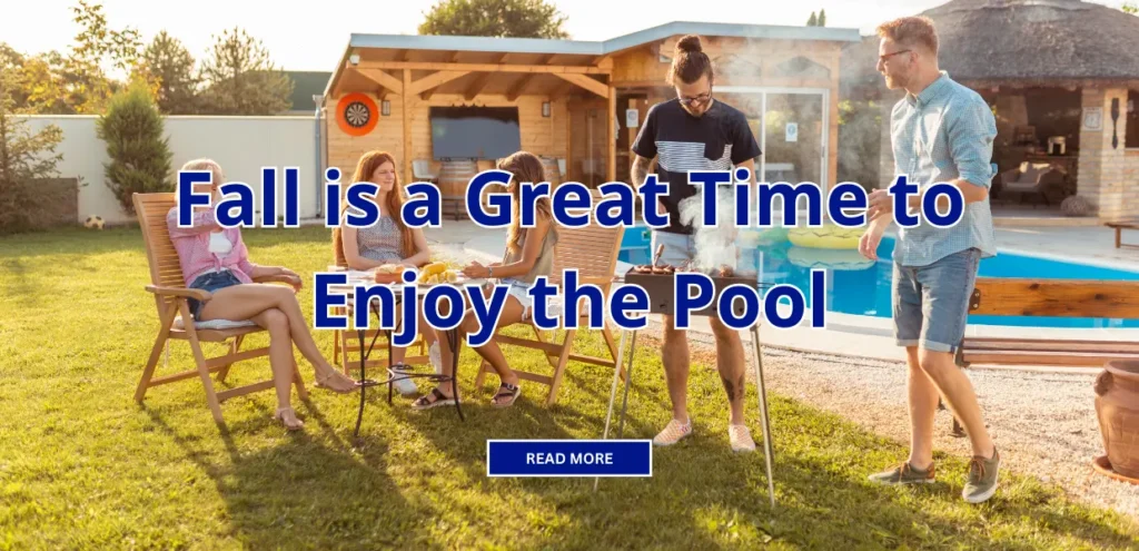 Picture of a group of young adults grilling in the backyard next to their pool.