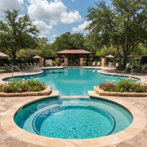 Picture of a pool in the Spring.