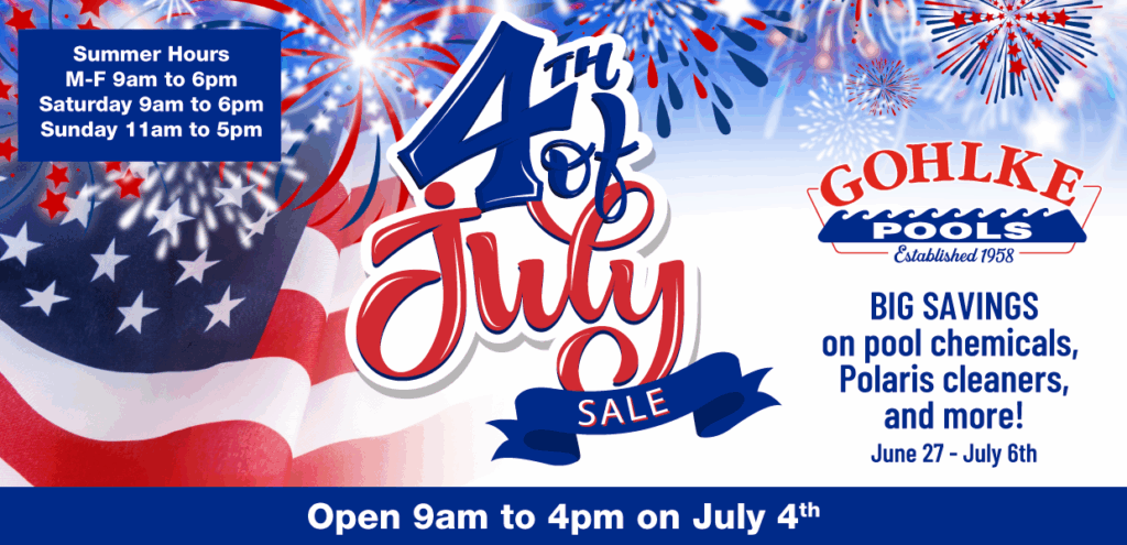 Graphic for Gohlke Pools' 2025 4th of July Sale.