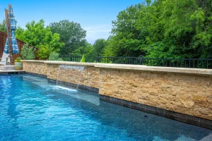 Pool water feature.