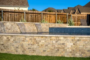 Pool water feature.