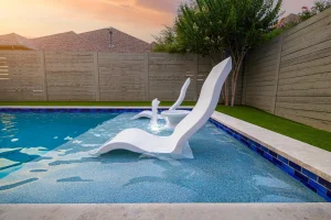 Pool water feature.