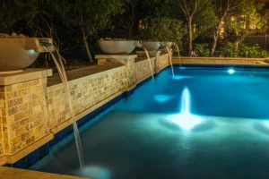 Pool water feature.