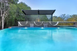 Pool water feature.