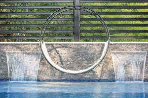 Pool water feature.