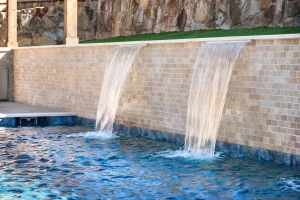 Pool water feature.