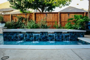 Pool water feature.