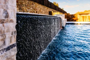 Pool water feature.