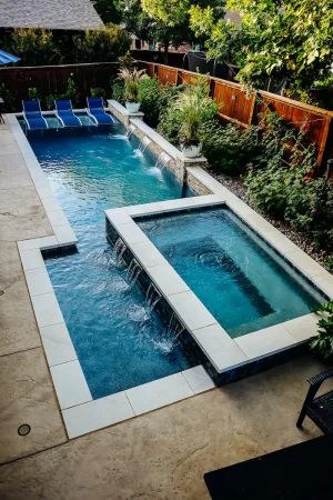Pool water feature.
