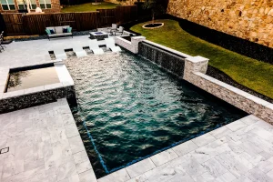 Pool water feature.