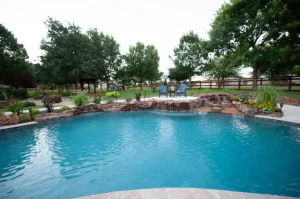 Pool water feature.