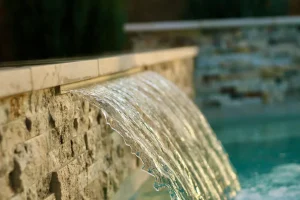 Pool water feature.