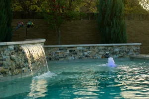 Pool water feature.