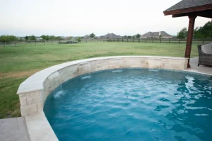 Pool water feature.