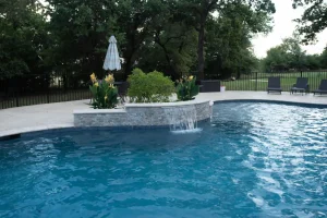 Pool water feature.