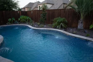 Pool water feature.