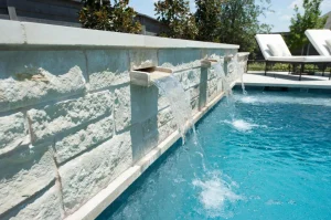 Pool water feature.
