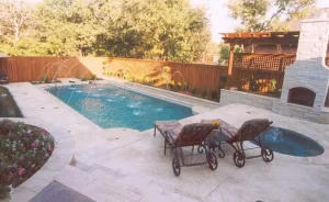 Pool water feature.