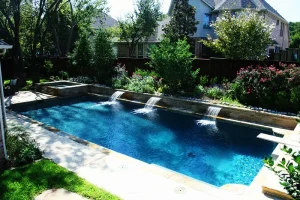 Pool water feature.