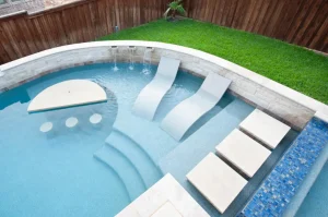 Pool water feature.