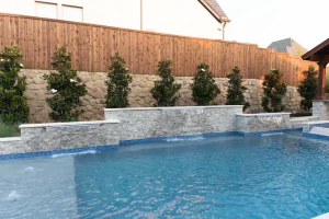 Pool water feature.