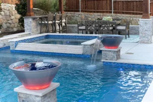 Pool water feature.