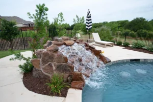 Pool water feature.