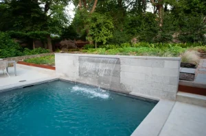 Pool water feature.