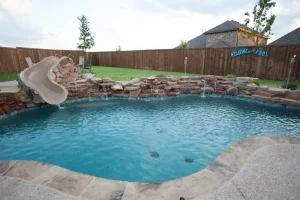 Pool water feature.