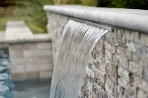 Pool water feature.