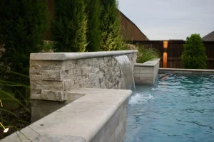 Pool water feature.