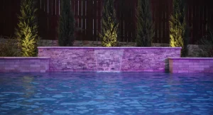 Pool water feature.
