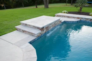 Pool water feature.