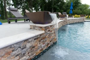 Pool water feature.