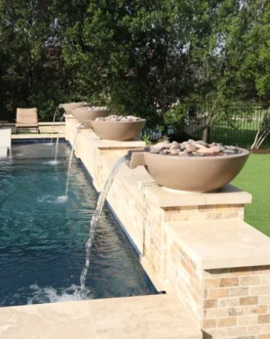 Pool water feature.